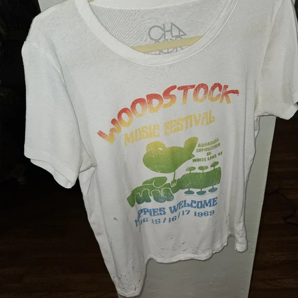 Chaser 1969 Woodstock Music Festival White T-Shirt Size M - Picture 5 of 7